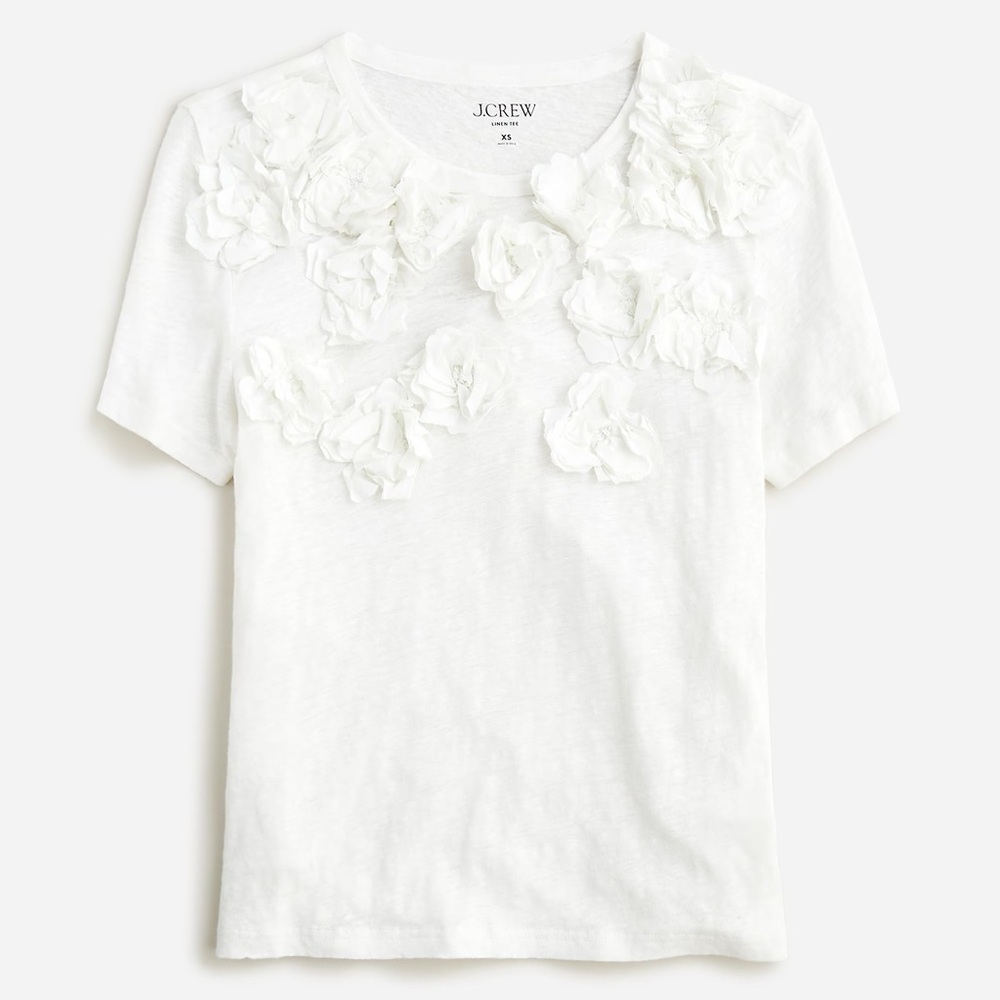 J. Crew White Floral Embellished Women's Top